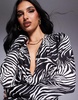 AFRM Kaia cowl neck mini dress in shiny knit in zebra swirl