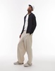 ARKET knit cardigan with button front and polo collar in navy