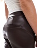 Bershka faux leather flared pants in brown