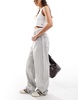 Bershka wide balloon leg jeans in light gray