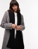 AllSaints ribbed leather logo scarf in black
