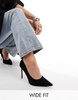 ASOS DESIGN Wide Fit Paphos pointed high heeled pumps in black suedette