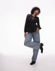 Topshop soft touch tie front tiered top in black