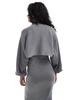 Pieces cropped turtleneck sweater in silver glitter - part of a set