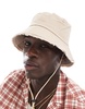 ASOS DESIGN bucket hat with frayed edge in stone