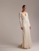 ASOS DESIGN embroidered plunge long sleeve maxi wedding dress in ivory