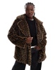 ASOS DESIGN faux fur jacket in animal print
