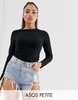 ASOS DESIGN Petite ultimate slim fit t-shirt with long sleeves in cotton in black - BLACK