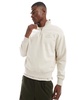 Bershka 1/4 zip sweatshirt with emboss print in ecru
