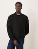 ASOS DESIGN extreme oversized boxy high neck sweater with fluffly texture in black