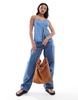 ASOS DESIGN suede and leather belted tote bag in tan