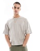 Bershka knit washed t-shirt in beige