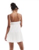 Bershka strappy lace trim tiered mini dress in white