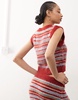 COLLUSION fluffy v neck knit tank top in burgundy