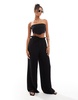 4th & Reckless tulum draw string wide leg beach pants in black -set