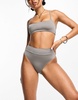 Weekday Heat high waist bikini bottoms in shiny gray