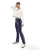 Bershka contrast trim cricket sweater in white