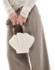 ASOS DESIGN straw shell bag with resin handle and detachable cross body strap