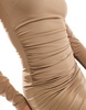 Bershka polyamide ruched front mini dress in brown