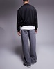 HUGO Blue Mason baggy fit jeans in gray with front seam