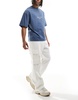 Bershka straight leg cargo pants in ecru