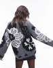 Topshop knitted large floral oversized sweater in gray