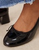 ASOS DESIGN Wide Fit Shelley bow detail mid block heel shoes in black