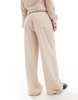ASOS DESIGN wide leg pull-on textured pants in stone - part of a set