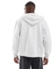 Jack & Jones oversized 400gsm heavyweight zip hoodie in light gray