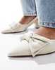 ASOS DESIGN Symphony bow slingback mid block heel shoes in natural