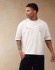 ASOS DESIGN boxy oversized heavyweight dropped shoulder T-shirt with back print in cream