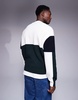 Armani Exchange color block knitted sweater in white and navy