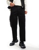 Bershka straight leg cargo pants in black