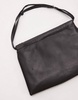 Mango leather ruched top shoulder bag in black