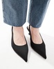 ASOS DESIGN Wide Fit Stroll slingback kitten heeled shoes in black