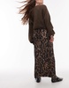Topshop abstract animal plisse midaxi skirt in multi