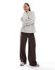 ASOS DESIGN soft tailored wide leg pull on pants in chocolate