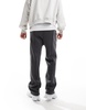 Bershka wide leg pintuck sweatpants in charcoal