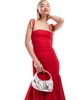 Amy Lynn Alexa shoulder tie fishtail midi dress in cherry red