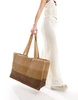 South Beach ombre woven large shoulder tote bag in brown