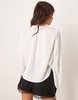 ASOS DESIGN satin volume sleeve blouse in ivory