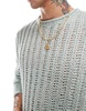 ASOS DESIGN oversized open knit brushed rib sweater in green