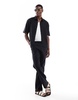 Bershka linen rich shirt in black - part of a set