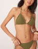 Stradivarius textured bikini top in khaki
