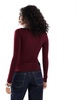 Bershka ruched side long sleeve t-shirt in burgundy