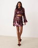 ASOS EDITION embellished sequin mini skirt in burgundy - part of a set