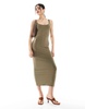 Bershka scoop neck midaxi dress in khaki green