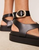 ASOS DESIGN Wide Fit Farrah cross strap footbed sandals in black