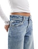 Bershka wide leg skater jeans in washed light blue