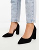 ASOS DESIGN Wide Fit Winston d'Orsay high heeled shoes in black suedette